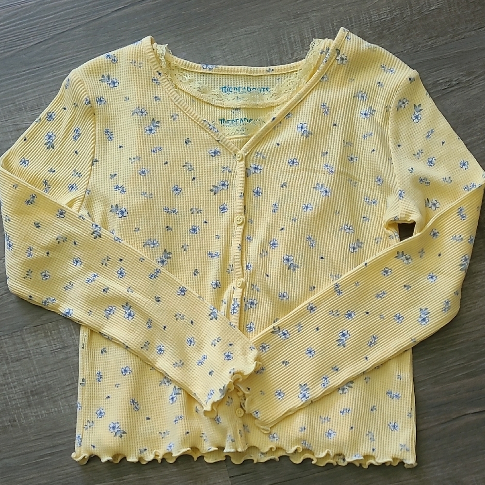 Yellow and Blue Floral Button Down Shirt